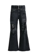 BREATH (SUICIDE STUDS WIDE DENIM PANTS) BLACK