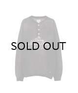KAMIYA (Distressed Henry Neck Sweatshirt) BLACK