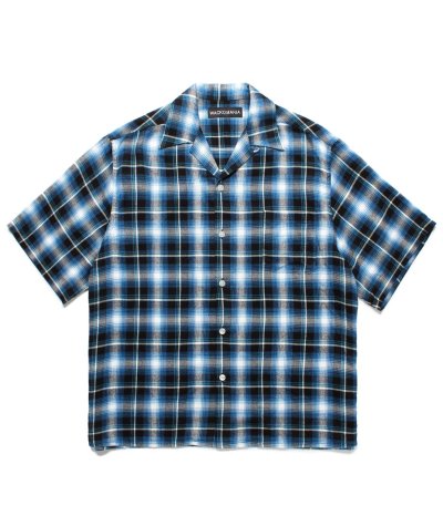 画像1: WACKO MARIA (OMBRE CHECK OPEN COLLAR SHIRT S/S TYPE-1) BLUE
