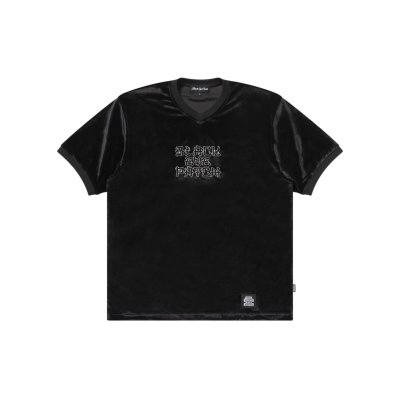 画像1: BLACK EYE PATCH (KANJI LOGO V NECK VELOUR PULLOVER TEE) BLACK