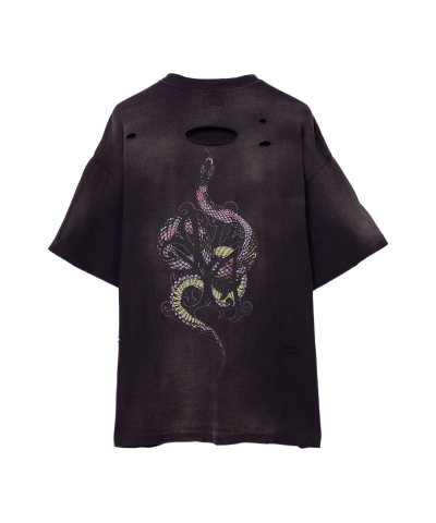 画像2: KAMIYA (“KMY-SNAKE” Distressed T-shirt) BLACK