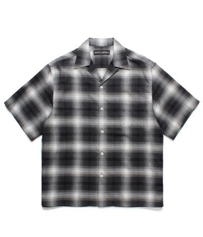 画像1: WACKO MARIA (OMBRE CHECK OPEN COLLAR SHIRT S/S TYPE-2) GRAY