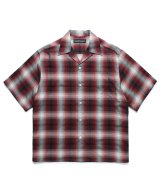 WACKO MARIA (OMBRE CHECK OPEN COLLAR SHIRT S/S TYPE-2) RED