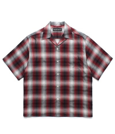 画像1: WACKO MARIA (OMBRE CHECK OPEN COLLAR SHIRT S/S TYPE-2) RED