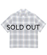 WACKO MARIA (OMBRE CHECK OPEN COLLAR SHIRT S/S TYPE-2) BLUE