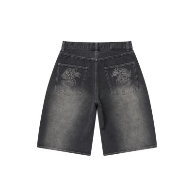 画像1: BLACK EYE PATCH (OG DRAGON BAGGY DENIM SHORTS) BLACK