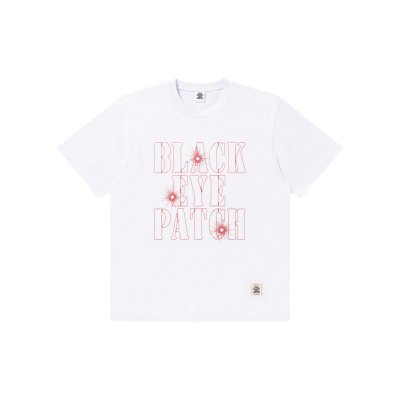 画像1: BLACK EYE PATCH (GUNSHOT STENCIL LOGO TEE) WHITE