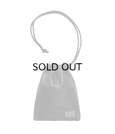 画像1: WACKO MARIA (SHEEP LEATHER DRAWSTRING BAG) BLACK