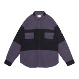 C.E (STRIPE FLANNEL BIG SHIRT) PURPLE