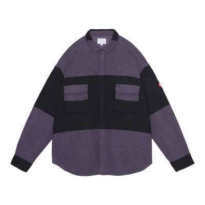 画像1: C.E (STRIPE FLANNEL BIG SHIRT) PURPLE