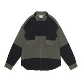 C.E (STRIPE FLANNEL BIG SHIRT) KHAKI