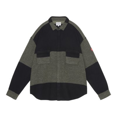 画像1: C.E (STRIPE FLANNEL BIG SHIRT) KHAKI