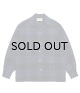 WACKO MARIA (OMBRE CHECK OPEN COLLAR SHIRT L/S) NAVY