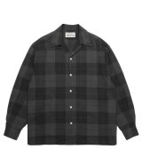 WACKO MARIA (OMBRE CHECK OPEN COLLAR SHIRT L/S) GRAY