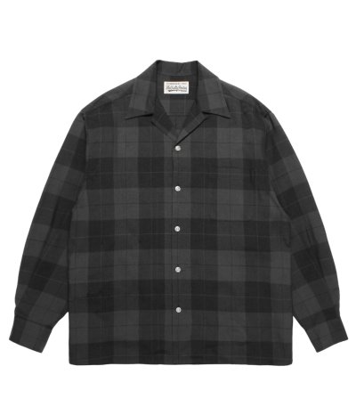 画像1: WACKO MARIA (OMBRE CHECK OPEN COLLAR SHIRT L/S) GRAY