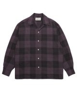 WACKO MARIA (OMBRE CHECK OPEN COLLAR SHIRT L/S) PURPLE