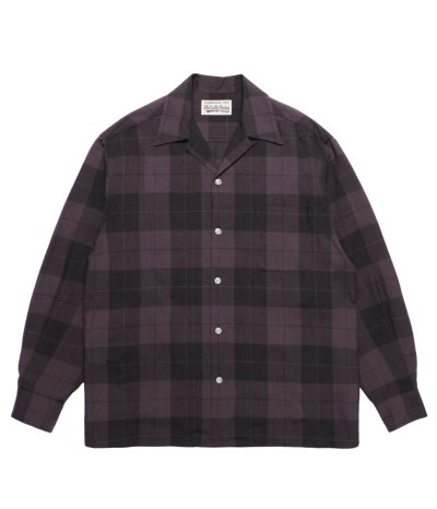 画像1: WACKO MARIA (OMBRE CHECK OPEN COLLAR SHIRT L/S) PURPLE