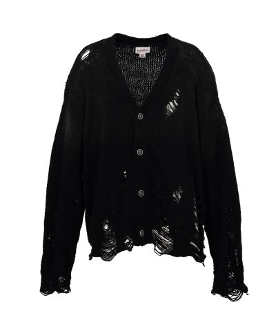 画像1: KAMIYA (Sun Faded Like Knit Cardigan) BLACK