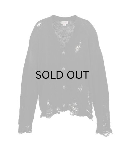 画像1: KAMIYA (Sun Faded Like Knit Cardigan) BLACK