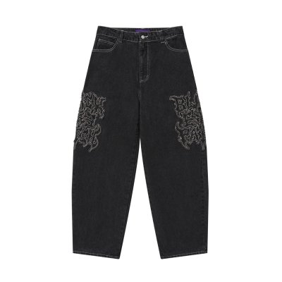 画像1: BLACK EYE PATCH (METAL LOGO EXTRA BAGGY JEANS) BLACK