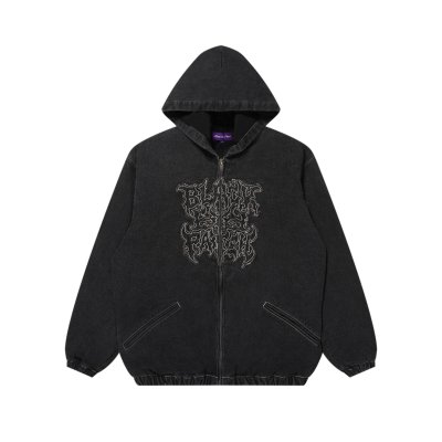 画像1: BLACK EYE PATCH (METAL LOGO HOODED DENIM JACKET) BLACK