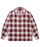 WACKO MARIA (OMBRE CHECK OPEN COLLAR SHIRT L/S TYPE-2) RED