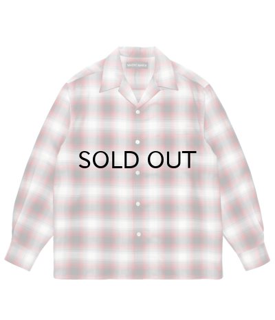 画像1: WACKO MARIA (OMBRE CHECK OPEN COLLAR SHIRT L/S TYPE-2) RED
