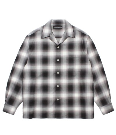 画像1: WACKO MARIA (OMBRE CHECK OPEN COLLAR SHIRT L/S TYPE-2) GRAY