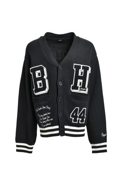 画像1: BREATH (BH PATCH KNIT CARDIGAN) BLACK