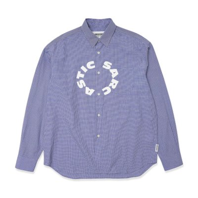 画像1: HOMBRE NINO (MICRO GINGHAM CIRCLE SHIRT) BLUE