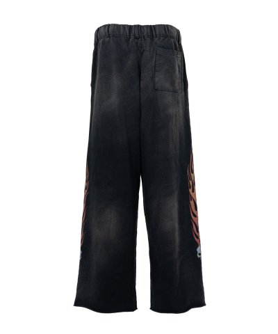 画像3: KAMIYA ("Skull Flame" Distressed Sweat Pants) BLACK