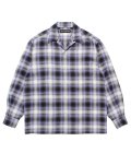 WACKO MARIA (OMBRE CHECK OPEN COLLAR SHIRT L/S TYPE-1) PURPLE