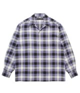 WACKO MARIA (OMBRE CHECK OPEN COLLAR SHIRT L/S TYPE-1) PURPLE