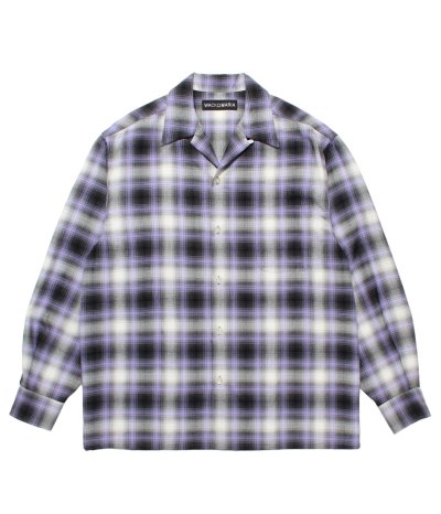 画像1: WACKO MARIA (OMBRE CHECK OPEN COLLAR SHIRT L/S TYPE-1) PURPLE