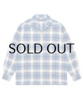 WACKO MARIA (OMBRE CHECK OPEN COLLAR SHIRT L/S TYPE-1) BLUE