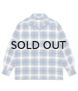 WACKO MARIA (OMBRE CHECK OPEN COLLAR SHIRT L/S TYPE-1) BLUE