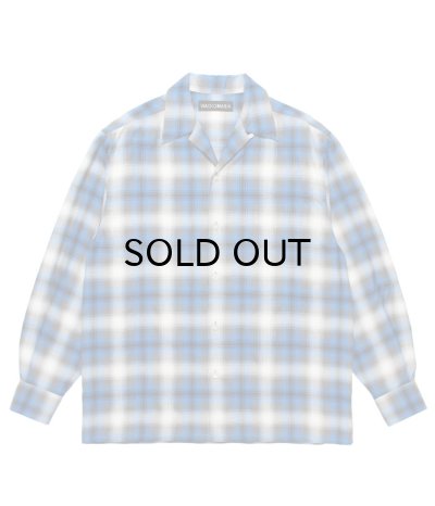 画像1: WACKO MARIA (OMBRE CHECK OPEN COLLAR SHIRT L/S TYPE-1) BLUE