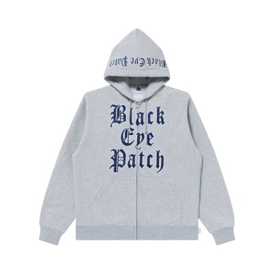 画像1: BLACK EYE PATCH (STACKED OE LOGO ZIP HOODIE) H.GRAY