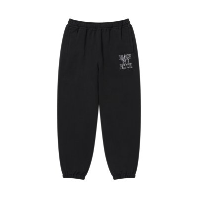 画像1: BLACK EYE PATCH (STENCIL LOGO EMBROIDERED SWEAT PANTS) BLACK