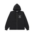 BLACK EYE PATCH (STENCIL LOGO EMBROIDERED ZIP HOODIE) BLACK