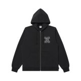 BLACK EYE PATCH (STENCIL LOGO EMBROIDERED ZIP HOODIE) BLACK
