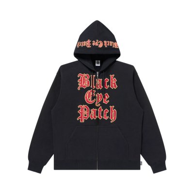 画像1: BLACK EYE PATCH (STACKED OE LOGO ZIP HOODIE) BLACK