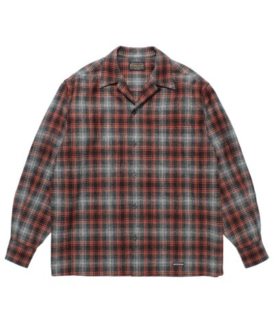 画像1: WACKO MARIA (PENDLETON / WOOL OMBRE CHECK OPEN COLLAR SHIRT L/S TYPE-2) GRAY-ORANGE