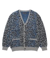 WACKO MARIA (LEOPARD MOHAIR CARDIGAN) GRAY