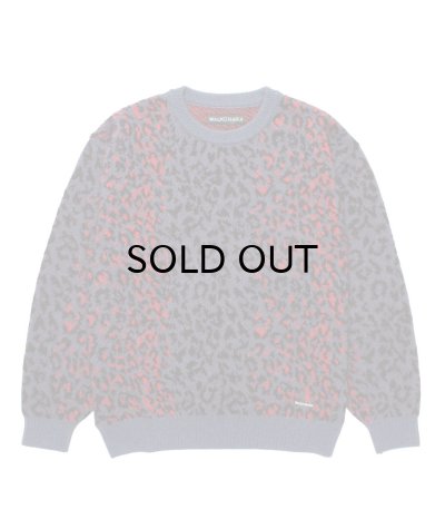 画像1: WACKO MARIA (LEOPARD MOHAIR CREW NECK SWEATER) NAVY