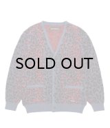 WACKO MARIA (LEOPARD MOHAIR CARDIGAN) NAVY