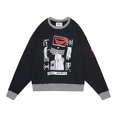 画像1: C.E (LIPS DISPLAY CREW NECK) BLACK
