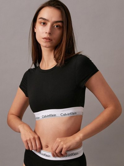 画像2: Calvin Klein (Icon Cotton Modal Tシャツブラレット) BLACK