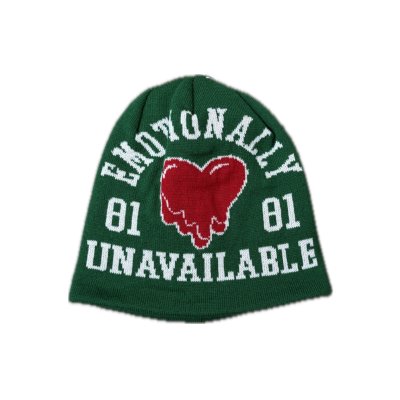 画像1: EMOTIONALLY UNAVAILABLE (EU LOGO BEANIE) GREEN