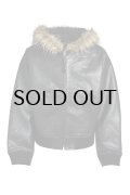 BREATH (FAUX LEATHER FUR HOODED JACKET) BLACK